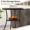 3 Piece Brown Rattan Patio Bistro Set with Tempered Glass Table and Aluminum Chairs